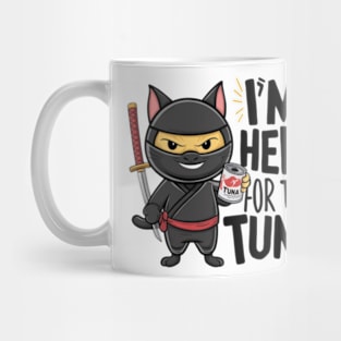 One design features a sneaky ninja cat with a katana in one hand and a can of tuna in the other. (7) Mug